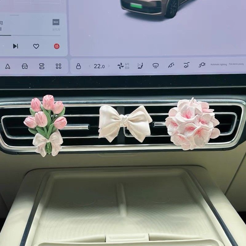 Aromatherapy Car Interior Tulip Hydrangea Car Air Conditioning Vent Decoration Flower Diffuser Stone Goddess Fragrance Premium