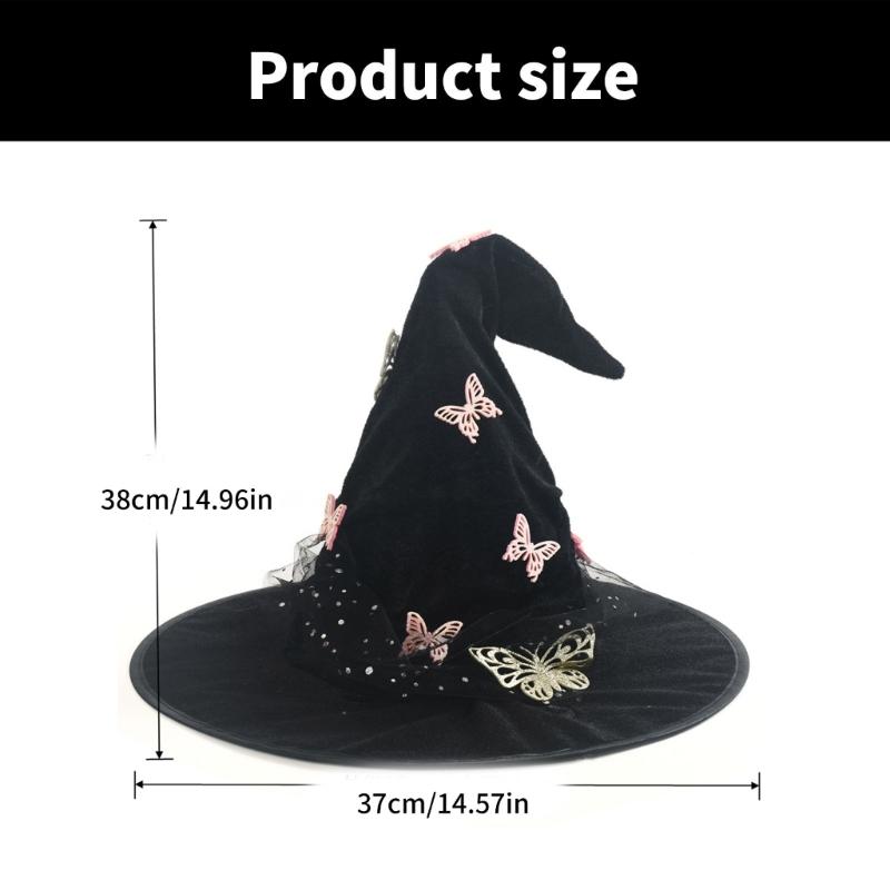 Bowknot Decoration Hat Women's Witch Hat Cosplay Witch Hat Theme Party Headwear for Adult Women Men
