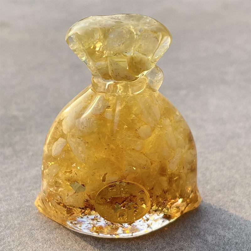 Lucky Money Bag Crystal Prosperity Money Pouch Resin Figurine Crushed Gemstone Money Sack Feng Shui Gift Home Decor