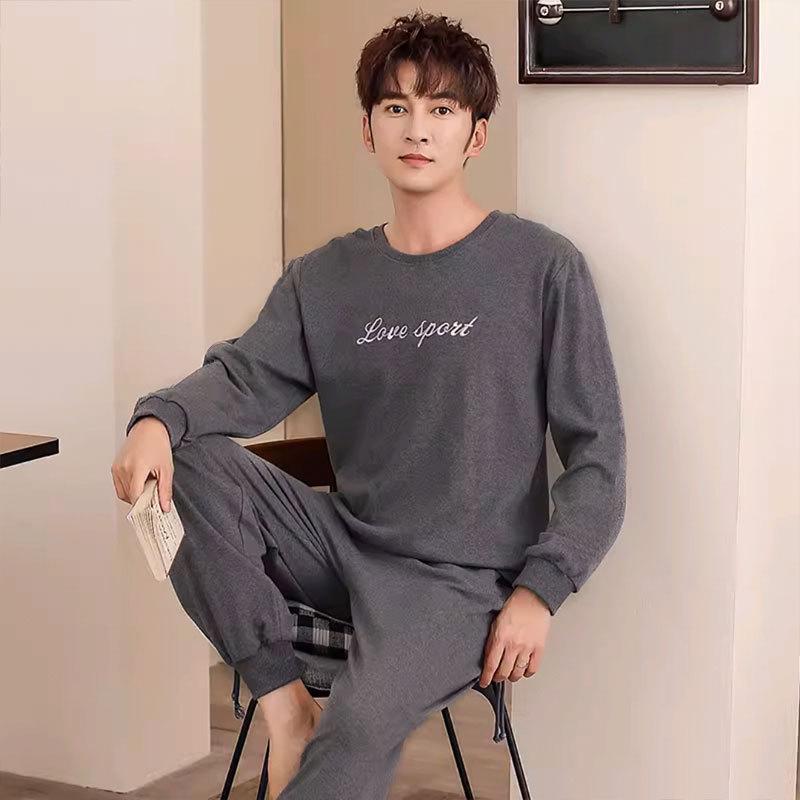 High-Quality Men's Korean-Style Loose Long-Sleeve Pajamas for Spring/Autumn – Casual, Versatile Homewear Set