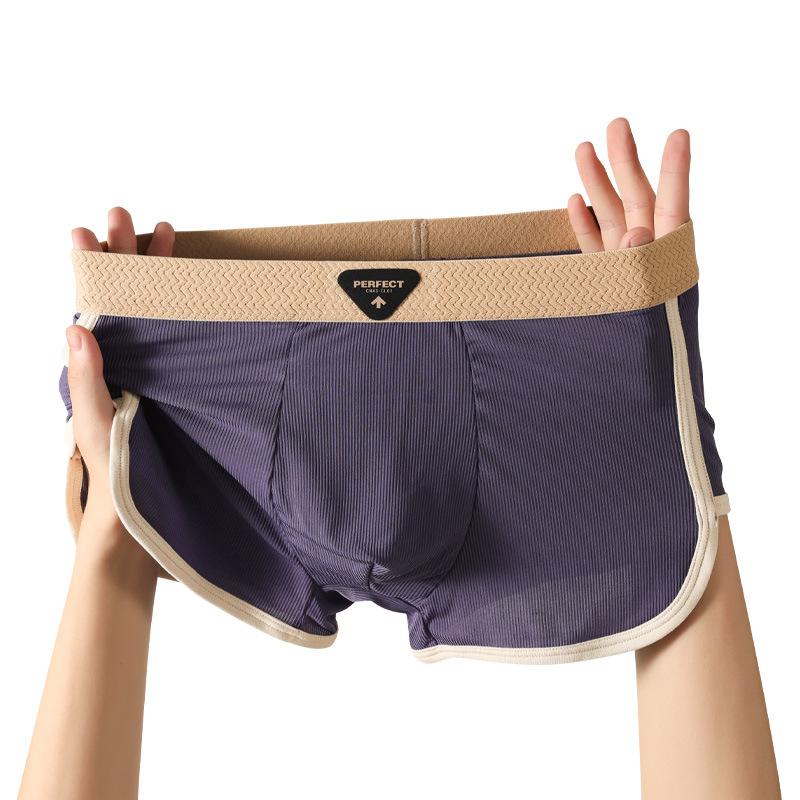 Men's Spring and Summer High-grade 7A Class Antibacterial Ice Silk Flat Angle Underwear