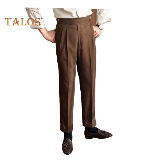 Pantalon de costume pour homme, fermeture éclair, taille réglable, coupe droite, style anglais, couleur unie, ample, formel, style professionnel, tenue de bureau
