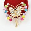 Gilded Rhinestone Butterfly Brooch Shawl Clip for Women