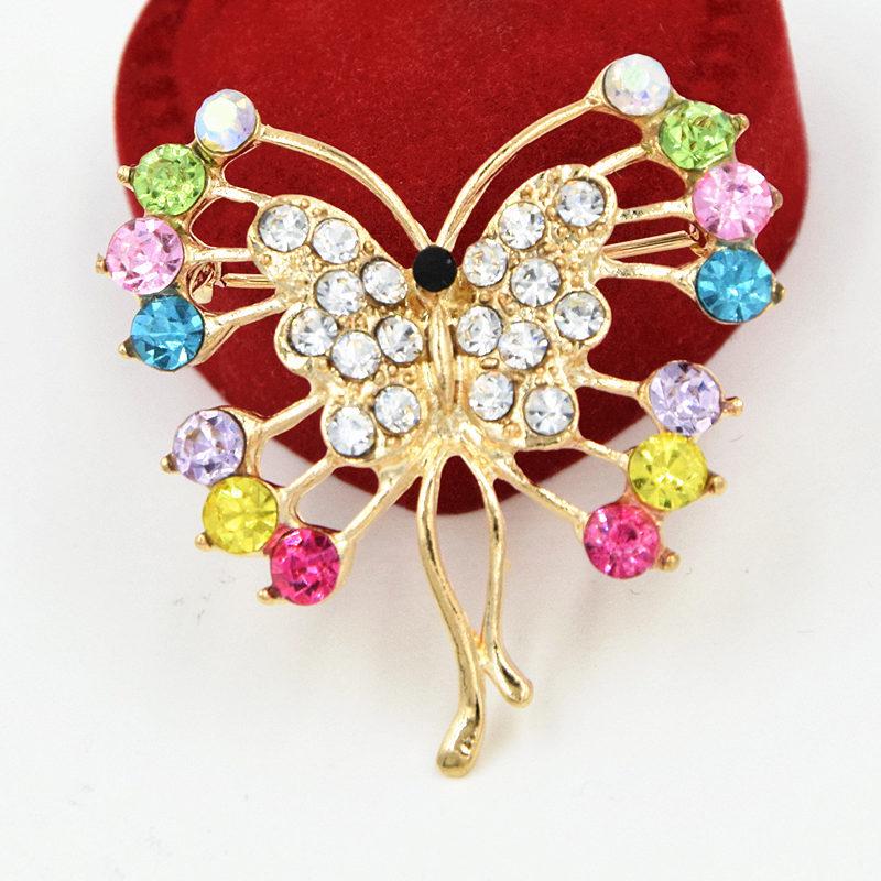 Gilded Rhinestone Butterfly Brooch Shawl Clip for Women Zhenyao Accessories