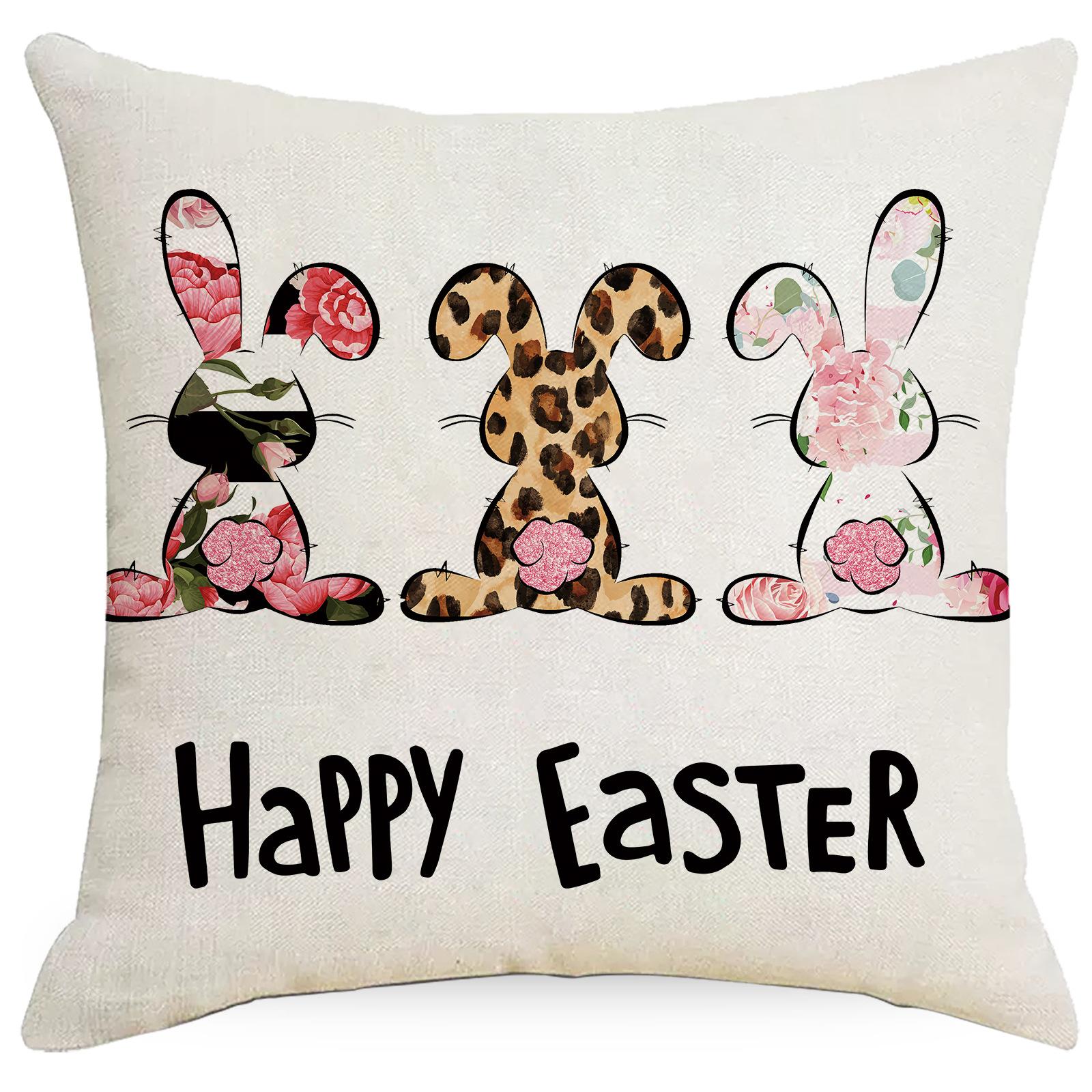 

Easter Bunny Push Pillow New Style Push Pillow Case Cartoon Print Festive Decoration Sofa Push Pillow 45 * 45Cm