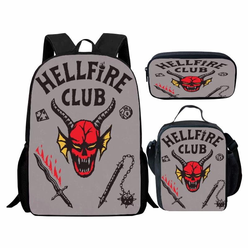 Stranger Things Peripheral Student Schoolbag Three-Piece Set, Cartoon Stragner Things Backpack Lunch Bag