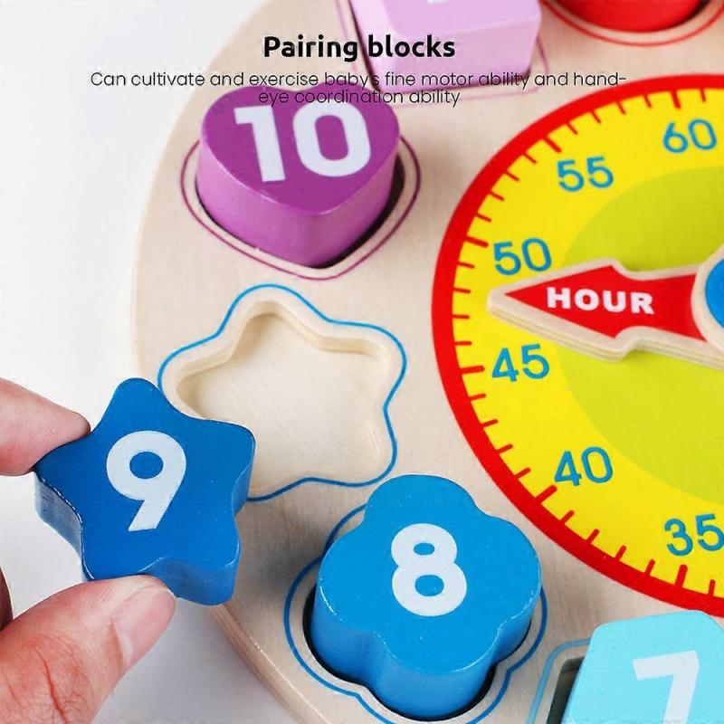 Baby Puzzle Toys Wooden Colorful 3D Geometry Board Kids Early Learning Education