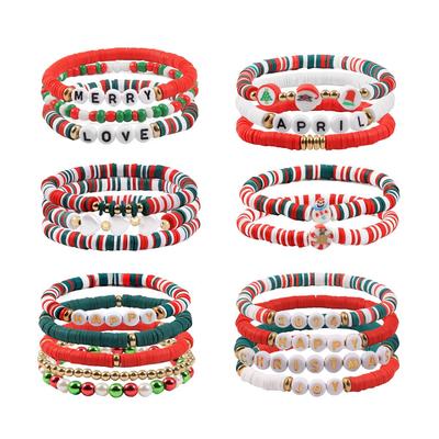 Vielseitiges buntes Polymer Clay & Acryl Perlen Weihnachtsarmband