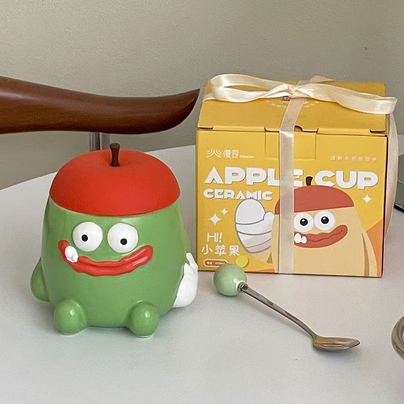 

Ugly Cute Ceramic Mug with Lid Spoon,Creative Sausage Mouth Coffee Mugs,Office Breakfast Milk Cups, Funny Birthday Gift Tea Cup 401-500ml
