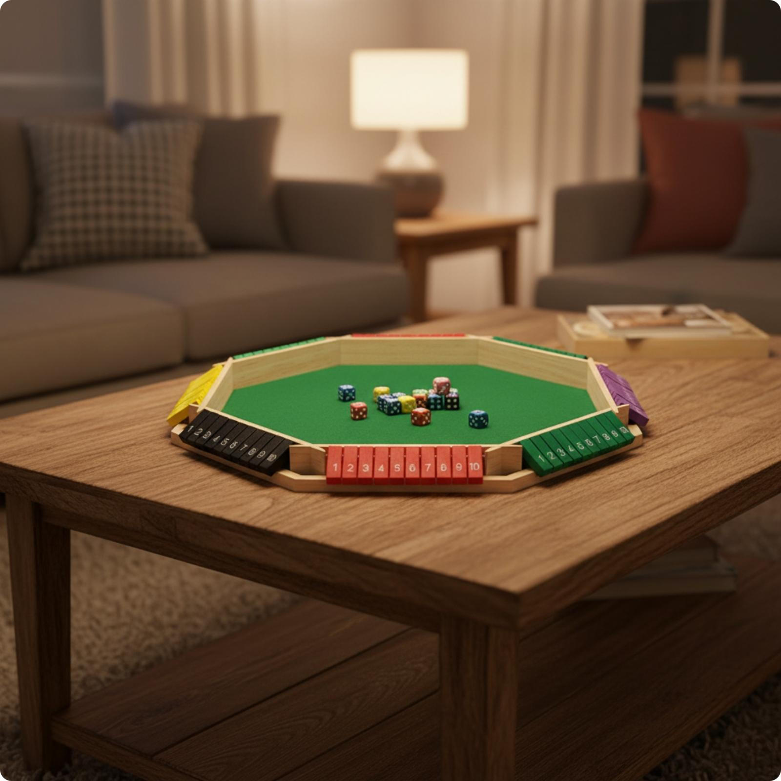 Tischspiel Holz Shut the Box | Filzgefüttert, Brettspiel, für das Klassenzimmer brown