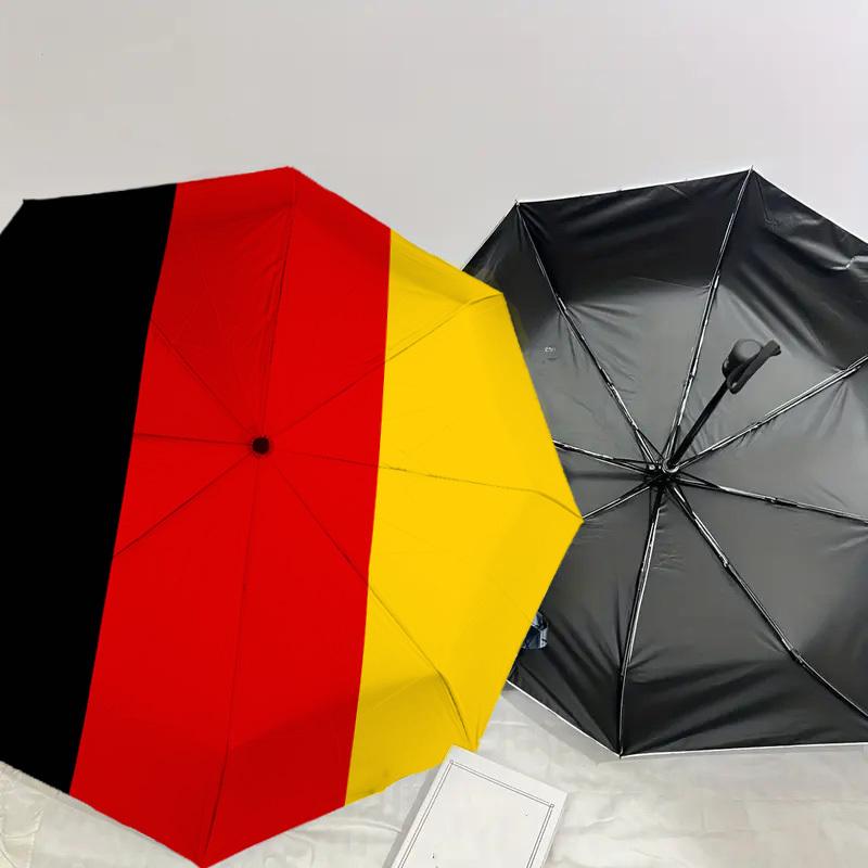 1PC Black Red Yellow Flag Automatic Open/Close Umbrella Compact Folding Umbrella with 8-Rib Shaft Lightweight Esign, Highquality Fabric1209A