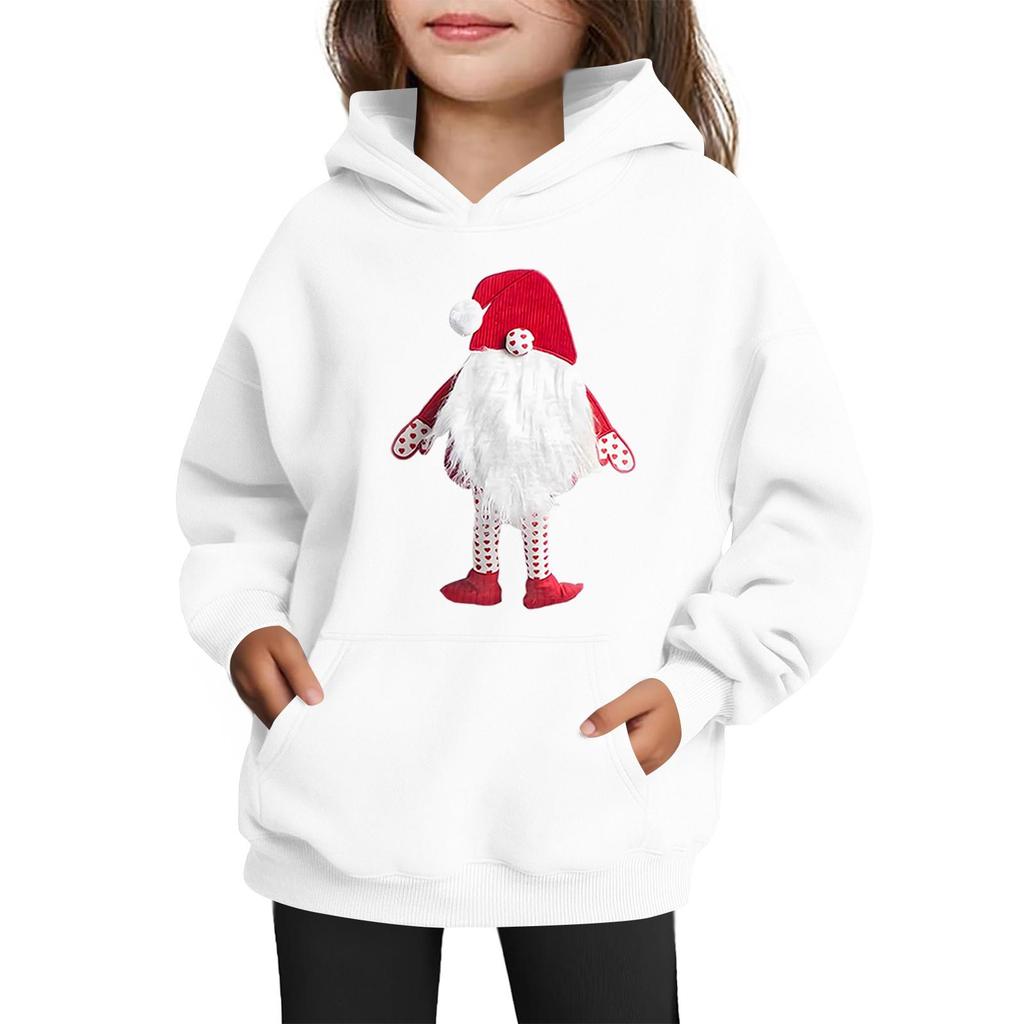 Gensere for tenåringsjenter Hettegensere Langermet Genser med snøring Søt trykket Oversized hettegenser Jul