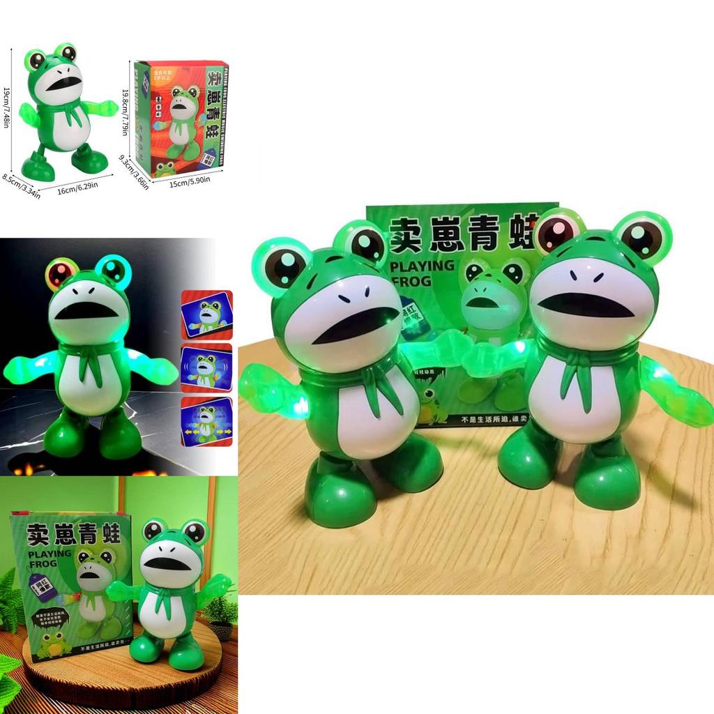 Popular Electric Dancing Frog Toy With Light And Sound Effects Wholesale For Street Vendors