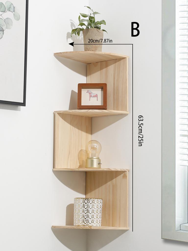 5-Layers Wooden Corner Shelf Display Stand Organizers Storage Floating Bookshelf Plant Holder Home Appliance Kitchen Accessories