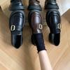 Round head Lun brown platform small leather shoes women's new autumn versatile skirt thick heel single shoes