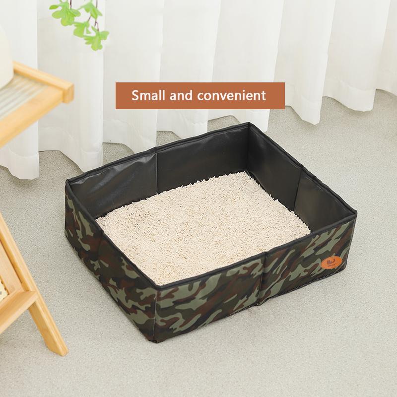 Foldable Litter Box Oxford Cloth Folding Litter Pan Leak-Proof Waterproof Pet Toilet Kitten Litterbox For Car Camping Road Trip