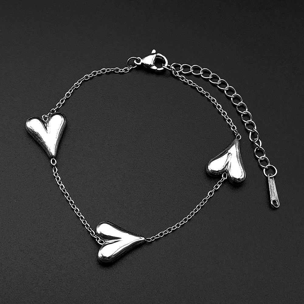 Irregular Heart Charm Bracelet For Women Egirls Stainless Steel Dainty Minimalist Heart Hand Chain Korean Anniversary Jewelry
