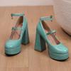Q/Scarpe singole con tacco alto da donna Primavera/Estate Nuovo colore solido Piattaforma impermeabile Tacco spesso Bocca bassa Scarpe basse di grandi dimensioni