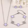 Four-leaf Clover Three-piece Set Bracelet Necklace and Earrings Colorfast Luxurious and Fashionable