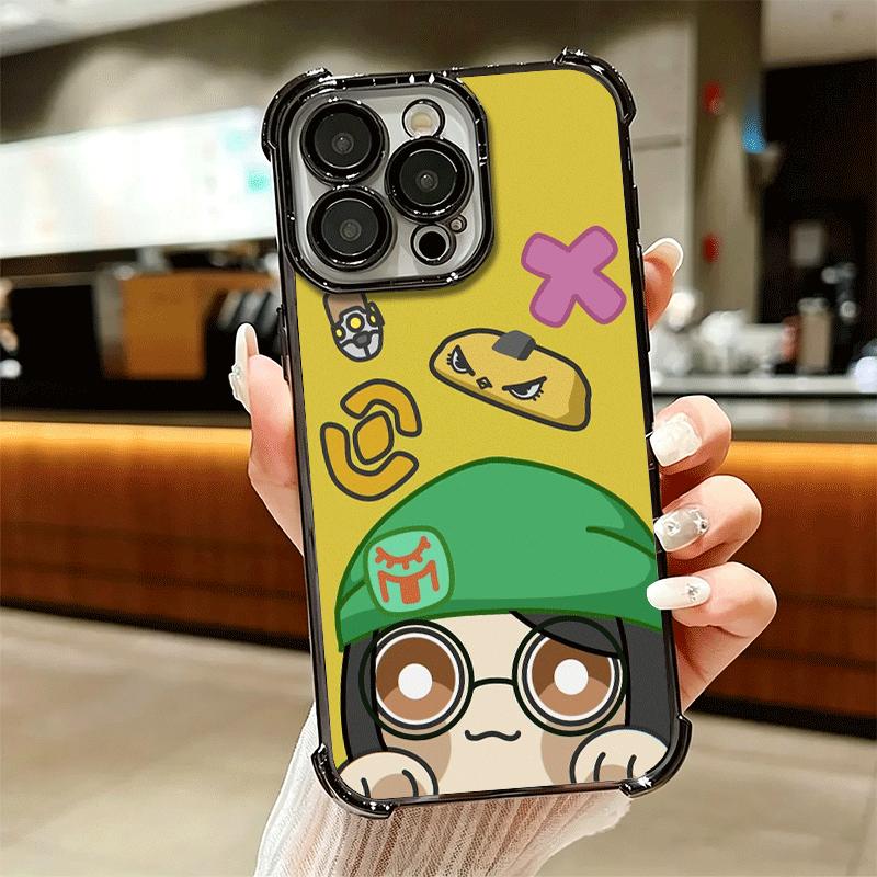 V-Valorant Cute Catoon Plating Phone Case For Iphone 16 17 Pro Max Air 16E 14 15 Plus 12 13 Mini Anti-Fall Airabag Cover
