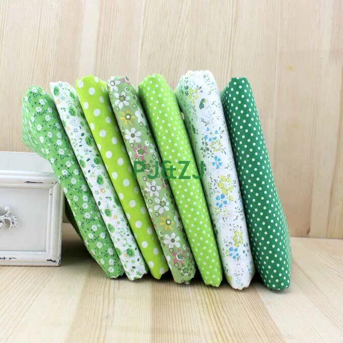 7-Color Patchwork Fabric Set: Plain, Floral, Gingham, Polka Dot, Handmade DIY Cotton
