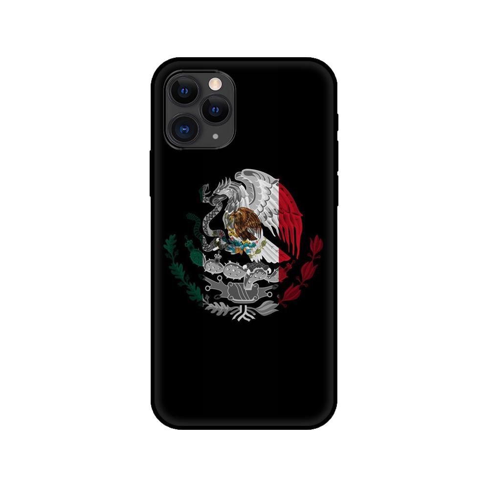 Black Tpu Case for Iphone 5 5s Se 2020 6 6s 7 8 Plus X 10 XR XS 11 12 Mini Pro MAX Back Cover Mexico Flag Emblem