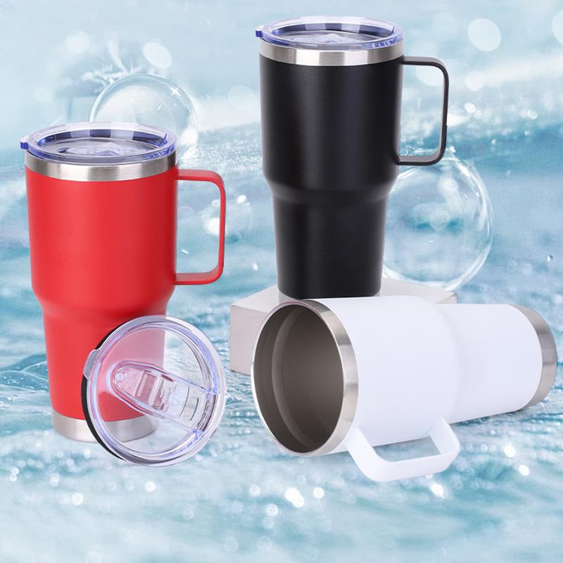 20oz/30oz Stainless Steel Car Thermos Bottle Tumbler with Handle Lid Insulated Travel Coffee Mug Double Wall Keep Drink Hot/Cold