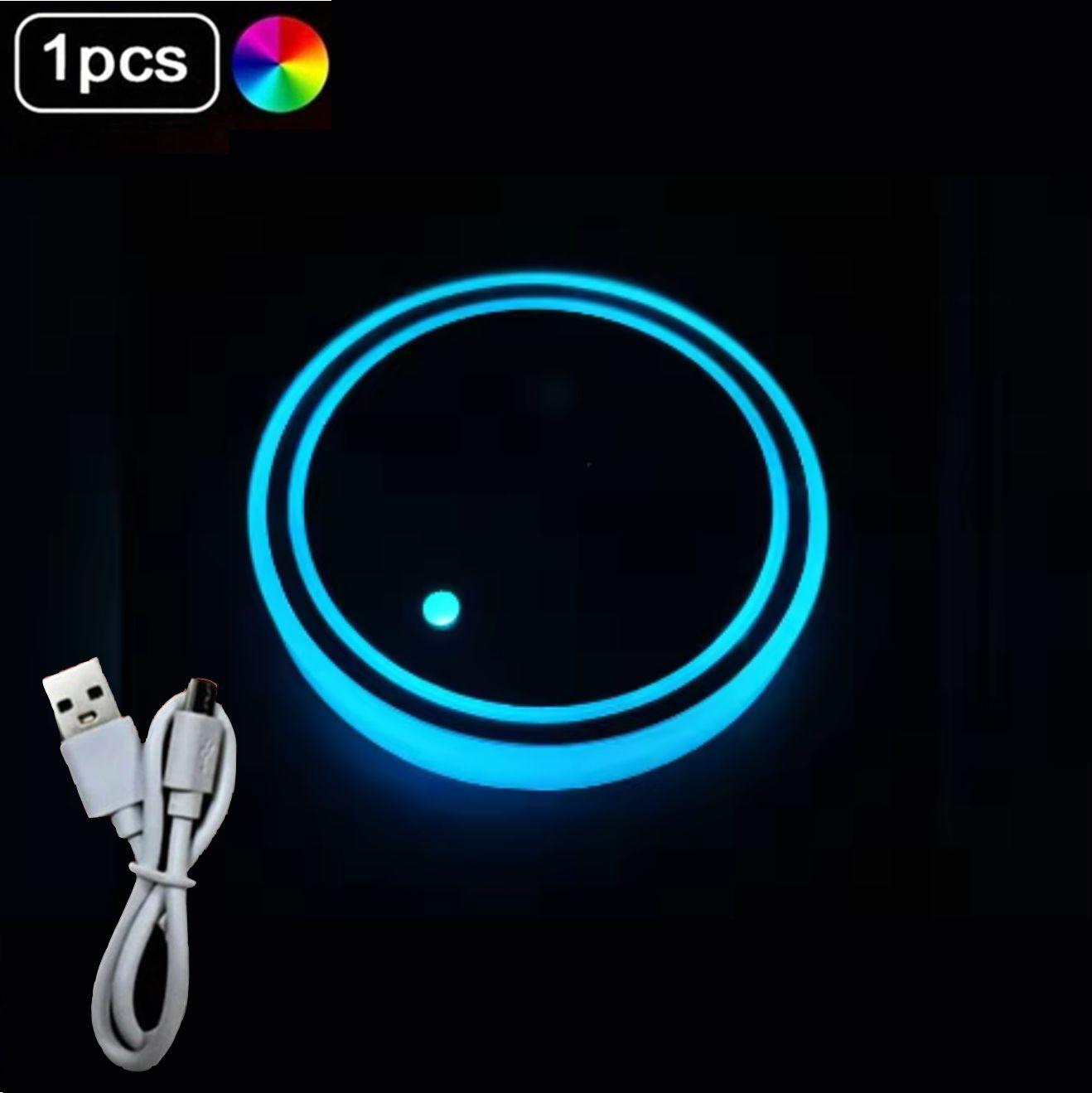

Best-selling car LED light water cup mat, seven-color water cup mat, car ambience light, USB charging, anti-slip mat