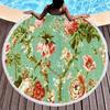 Botanical Floral Round Beach Towel Boho Flower Farmhouse Beach Blanket Pool Towels For Picnic Soft Sand Free Absorbent Yoga Mat
