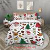 3-piece Christmas themed Santa Claus print (1 duvet cover+2 pillowcases, no core) soft and comfortable bedding set
