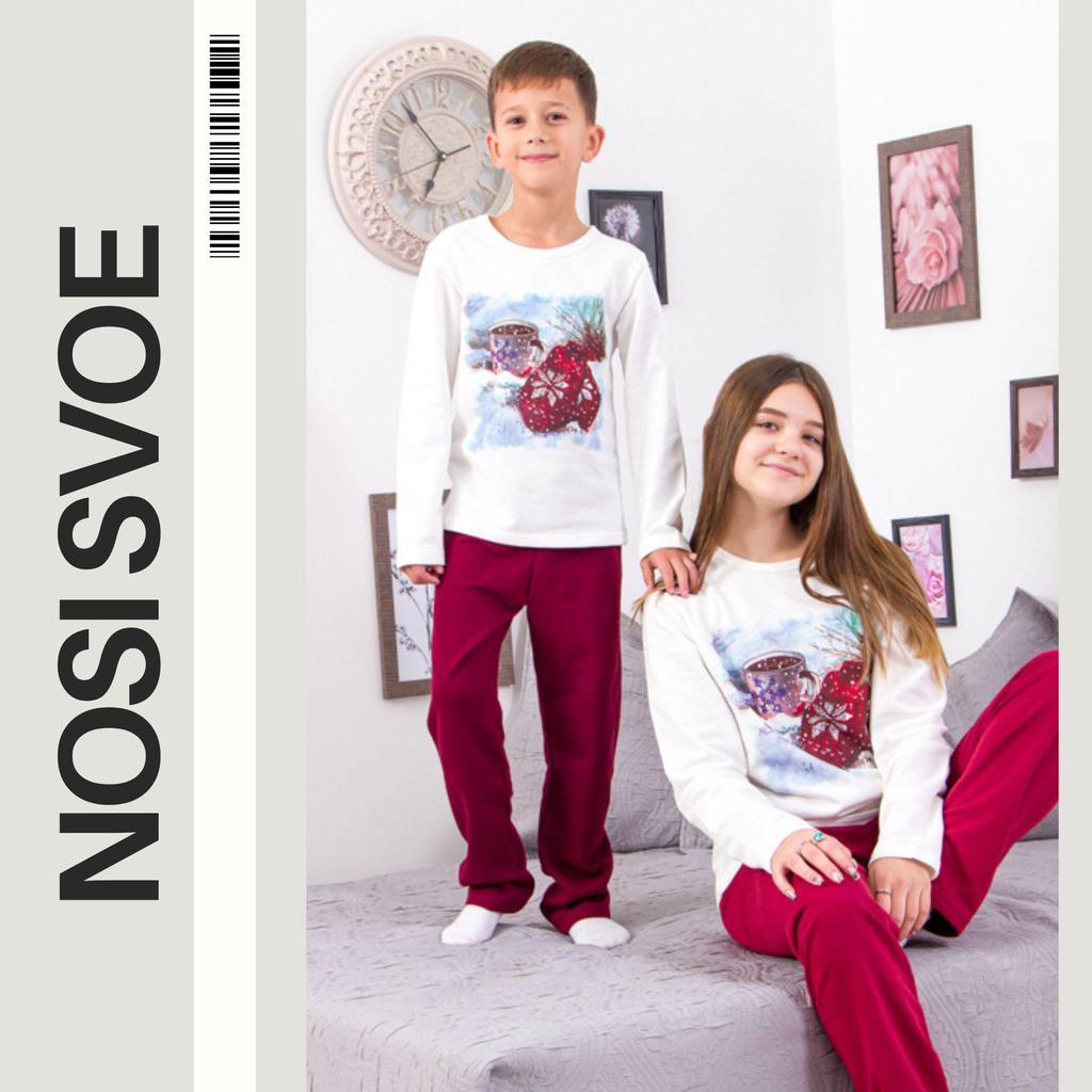 Kids’ Family Look Pajama Set – Warm Sleepwear with Christmas Print, Winter, 6076-7 HC