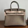 Foggy Crocodile Pattern Platinum Inner Seam Steel Hardware High-quality Dukpu Motorcycle Hand-held Fashionable Women's Bag Light Luxury