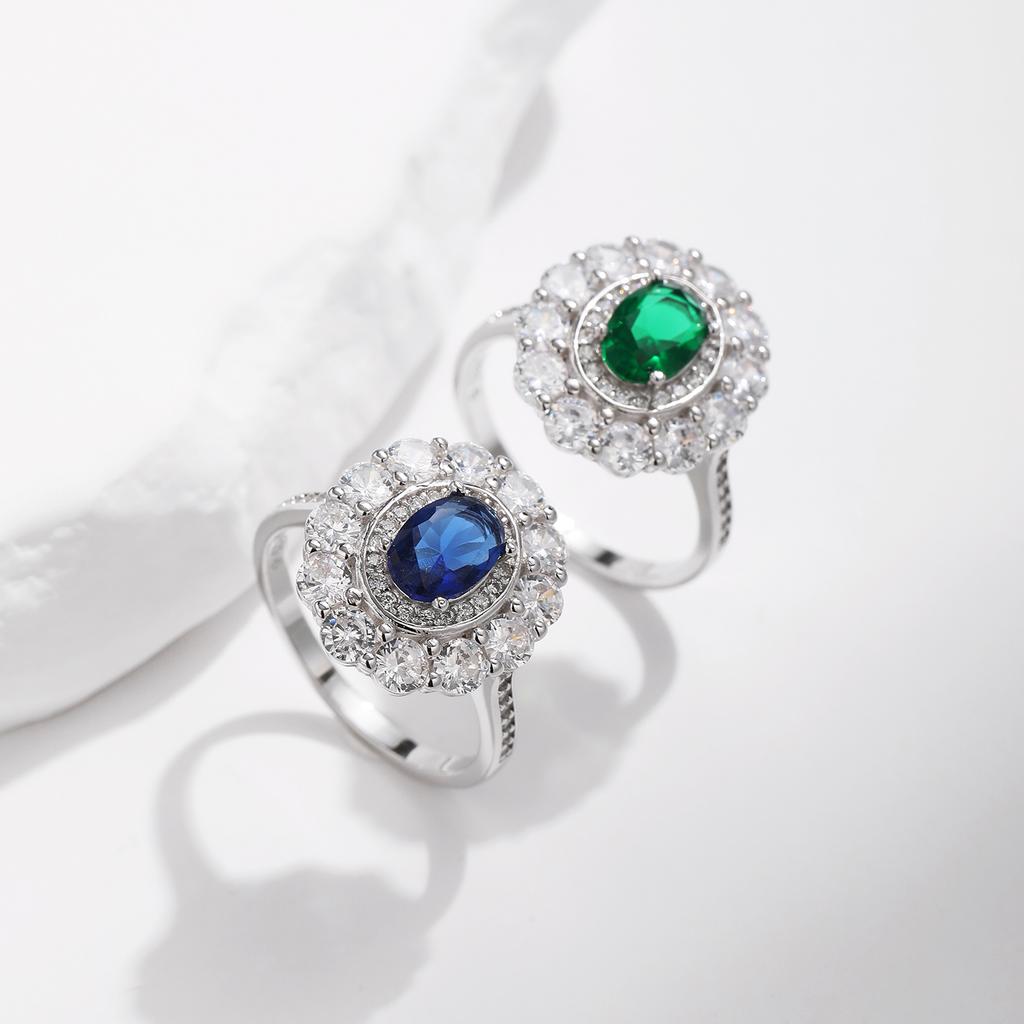 Luxus 925 Sterling Silber Funkelnder Ovaler Zirkonia Charm-Ring Klassischer Cocktailparty Schmuck Für Frauen Geschenk