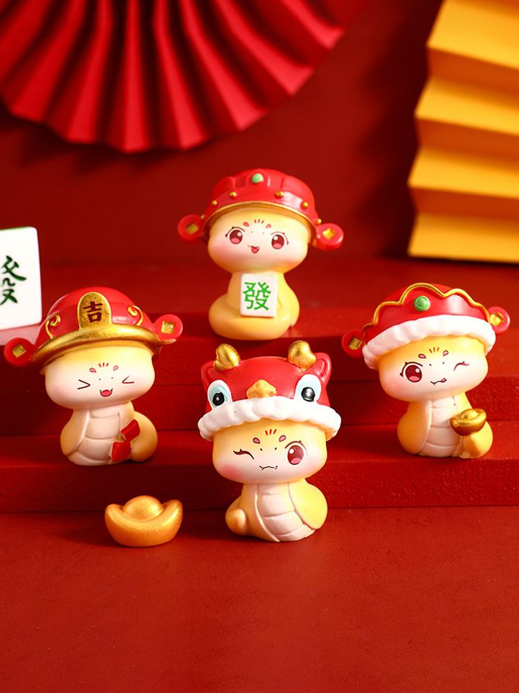 New Year Snake Figurine Cute Decorative Spring Festival Ornament Gift for Home Office