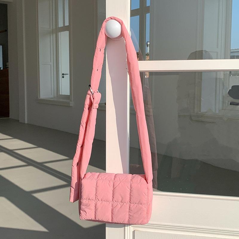 

Новая модная хлопковая сумка через плечо, повседневная плиссированная сумка-мессенджер в клетку макарон, трендовая маленькая квадратная сумка розовый