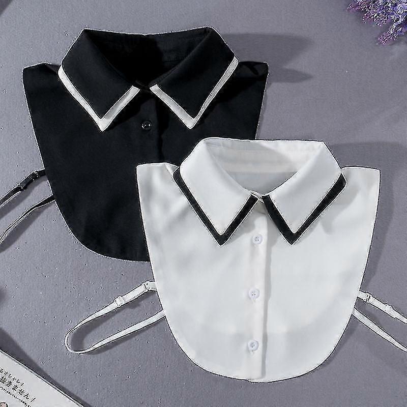 Women's Fake Collar Shirt, Black White Blouse Collar, All-Match Sweater