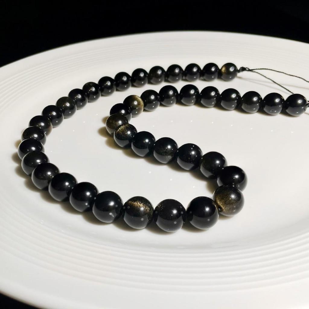 Jingxi Natural Gold Obsidian Crystal Beads Handmade DIY Bracelet Accessories