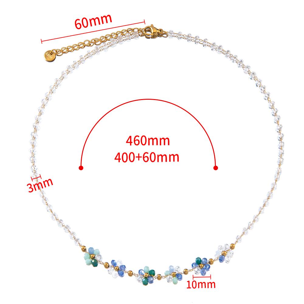 1pcs Stainless Steel Crystal Flower Beaded Chains Lobster Clasps Braid Bracelet Necklace for Women DIY Jewelry Making Wholesale