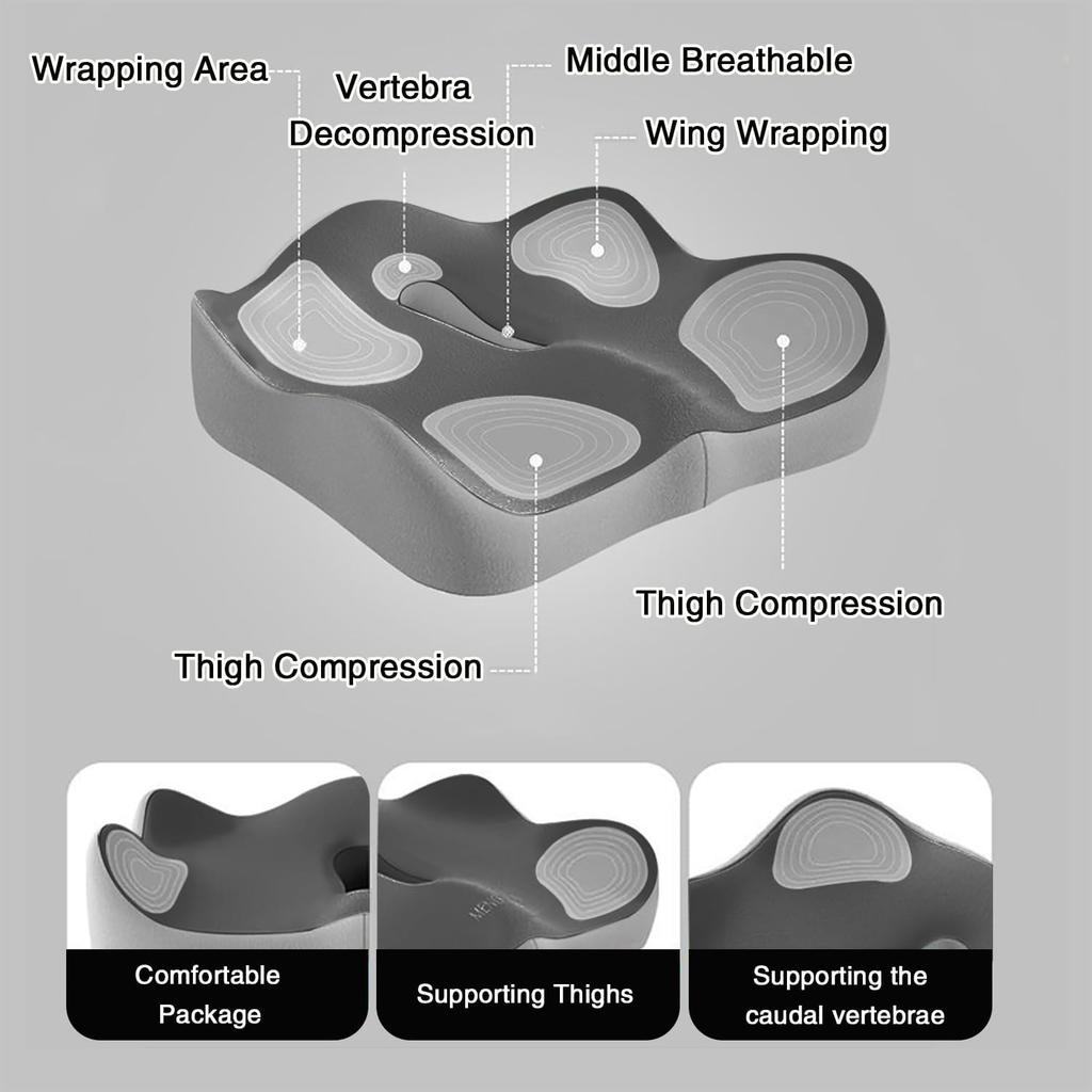 Memory Foam Seat Cushion Office Chair Pad Extra Thick for Long Sitting Support Orthopedic Car Seat Cushion for Back Pain Relief