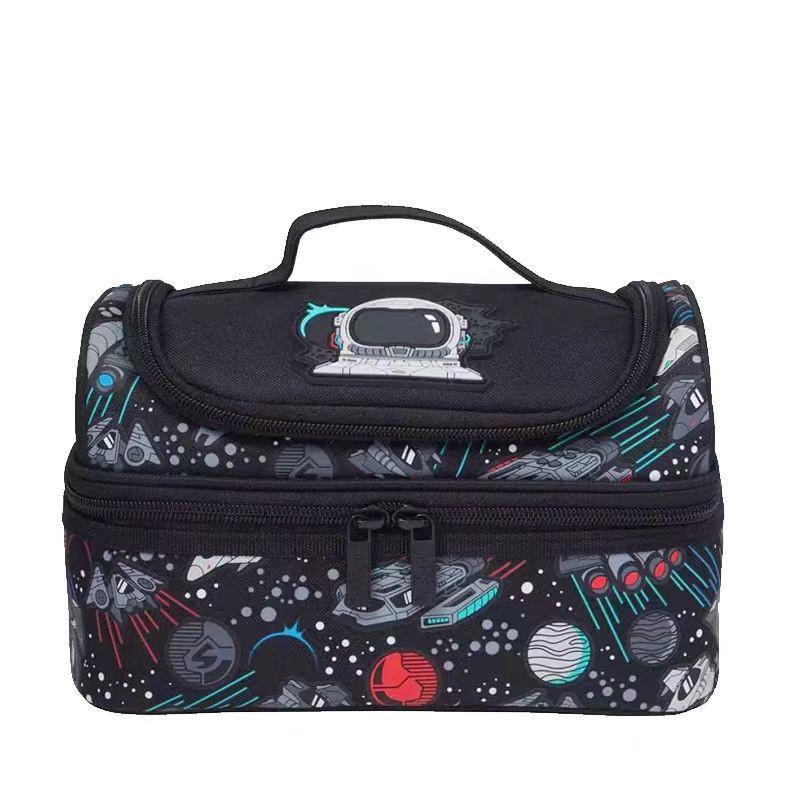 Kids Insulated Lunch Bag School - Double Layer Waterproof Canvas Tote With Handle Large Capacity Leakproof Student Lunchbox