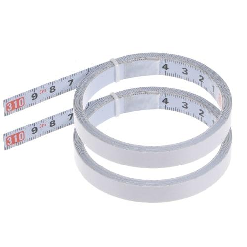 uxcell Adhesive Tape Measure, Carbon Steel, White, Straight Track Tape, Flat Ruler, 300cm Metric, Right to Left Reading, Pack of 2