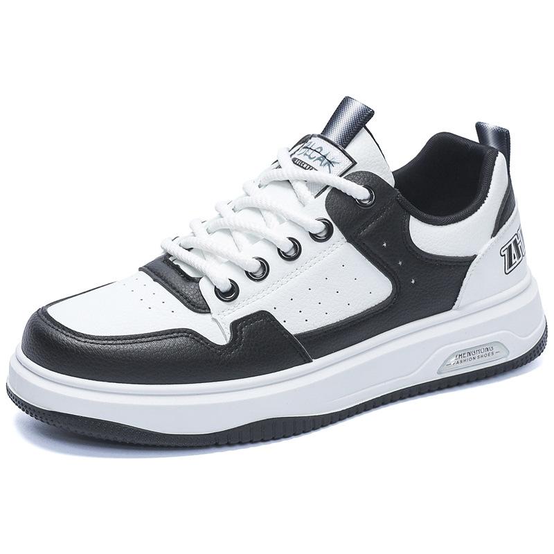 Spring new sports and leisure shoes low-top shoes leather men's thick baseplate shoes