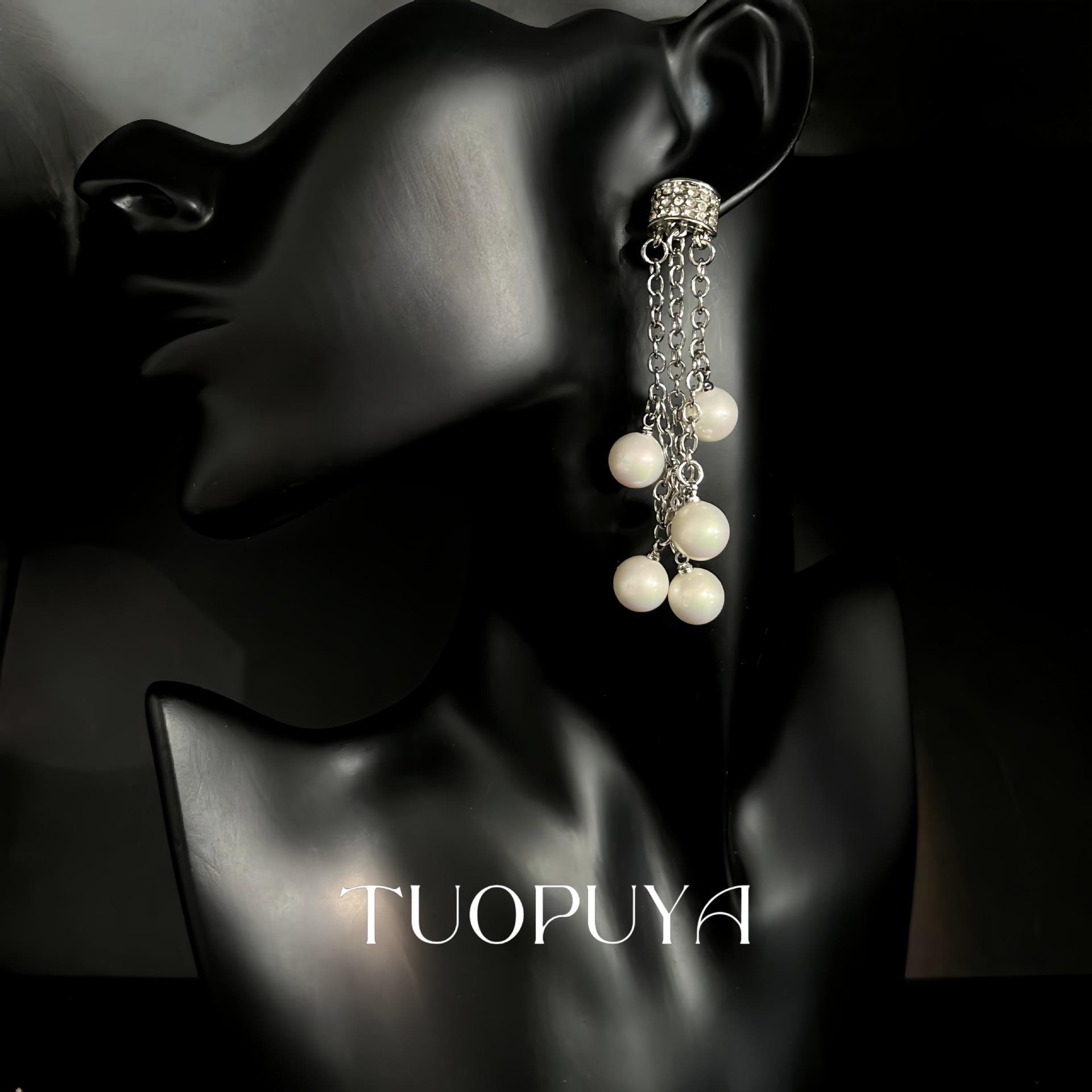 Silver Beaded French Retro Earrings with High-End Charm