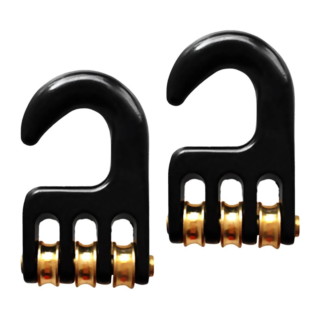 1 Pair of Alloy Windsurf Rigging Pulley Hooks with 3 Rollers - Supplies Parts Windsurfing Equipment