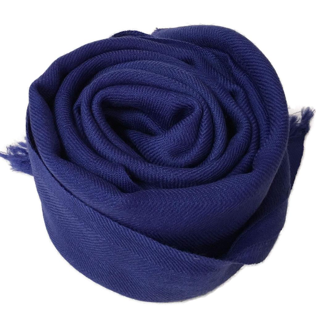 Gorgeous Herringbone Wool Pashmina Stole with Short [NEW COLORS] Fringe, Women's (Indigo Blue)