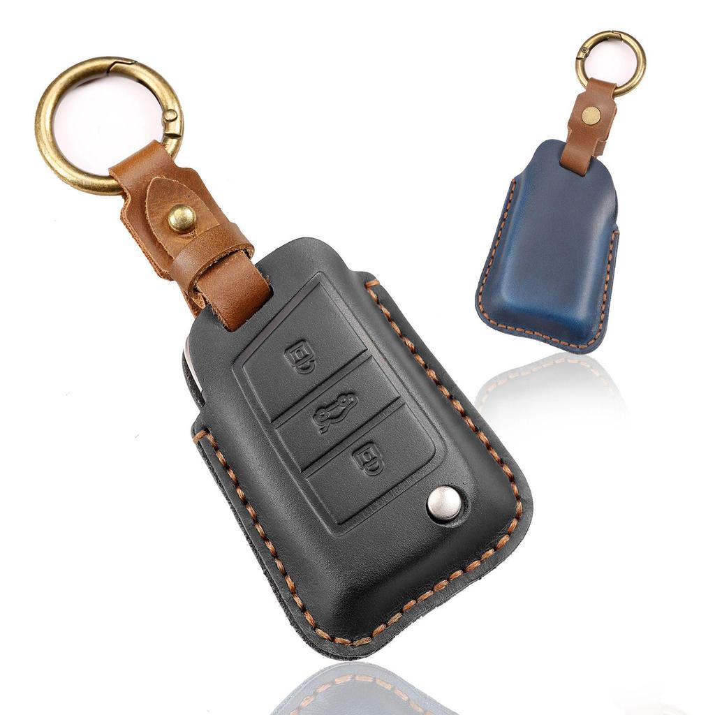Volkswagen Key Case: Genuine Leather for New Passat/Magotan - Protective Shell with Buckle