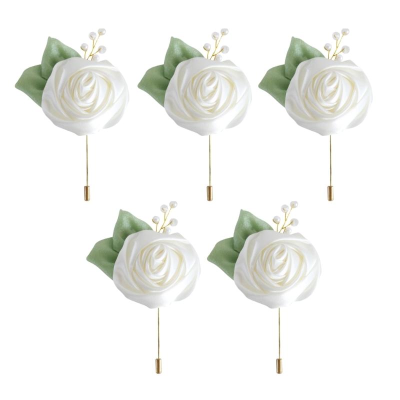 Artificial Rose Flower Set Elegant Silk Rose Boutonniere In Various Color for Wedding Ceremony and Parties