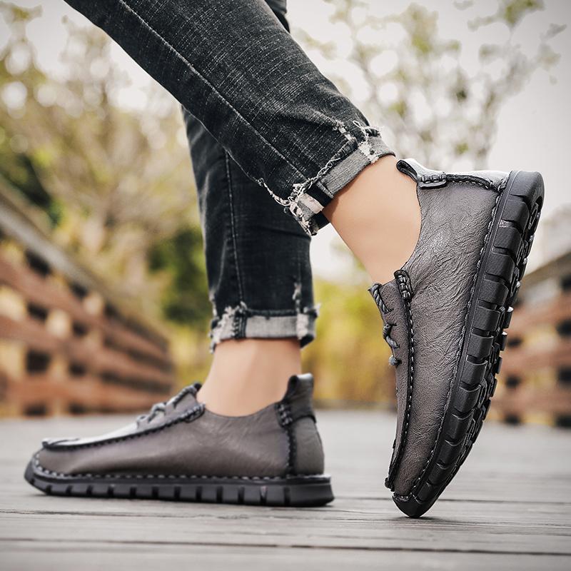 Handmade Men Casual Shoes Soft Leather Soft Sole Breathable Mens Sneakers Luxury Design Non-Slip Outdoor Mens Shoes