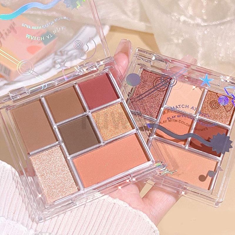 1PC Transparent Party Pearlescent Date Makeup Earth Color Eye-catching Seven Colors Stage Eye Shadow Plate Makeup Multi-function
