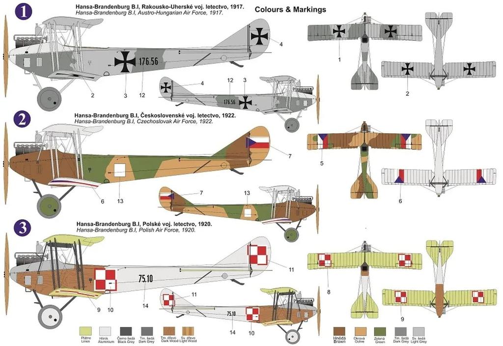 AZ Model Imperial Air Force Hansa Brandenburg Plastic Model AZM7830 Molded Color 1/72 Austro-Hungarian B.1